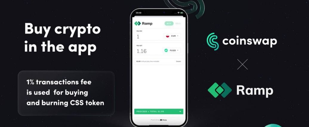 CoinSwap Space first DEX to provide crypto purchases directly onto any non-custodial wallet via Ramp Network